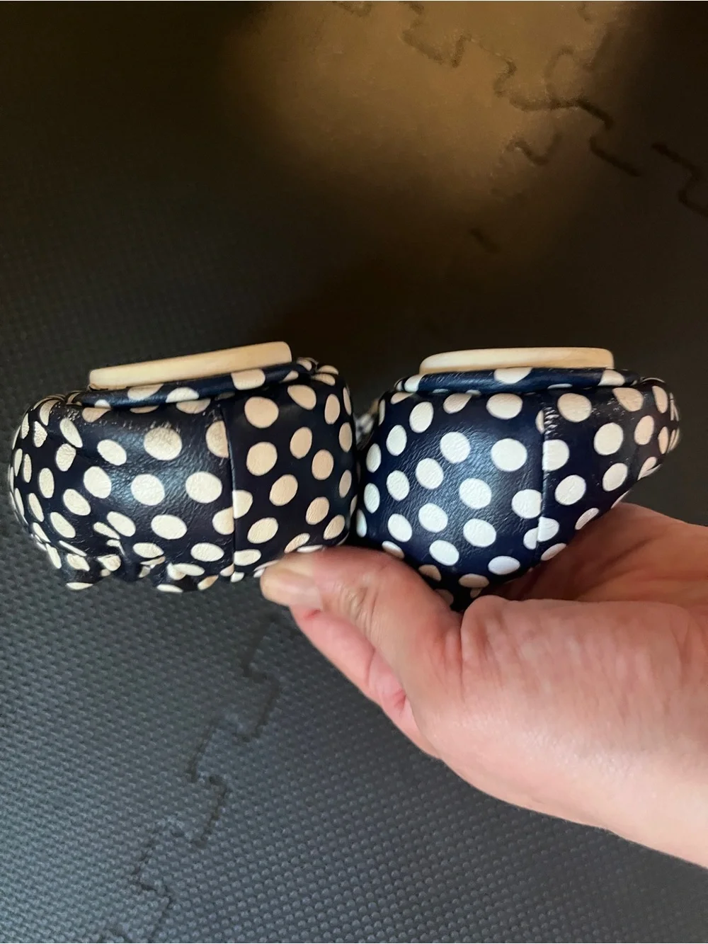 Tory Burch Navy and White Polka Dot Logo Ballet Flats Size 9.5